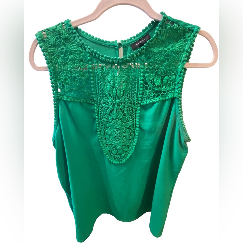 Gorgeous green sleeveless blouse